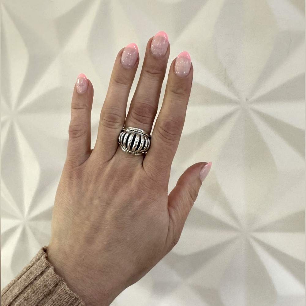 LAGOS Two Tone Caviar Dome Ring Size 7
